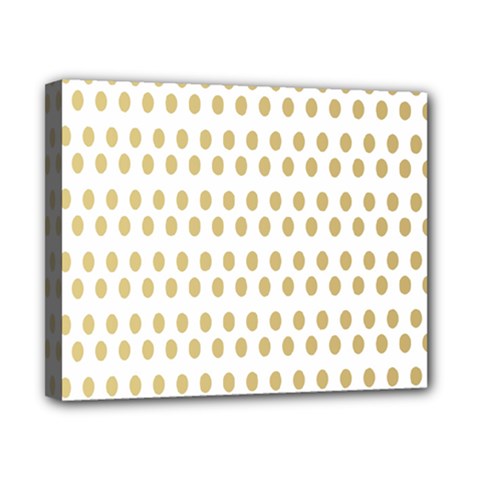 Polka Dots Gold Grey Canvas 10  X 8  by Mariart