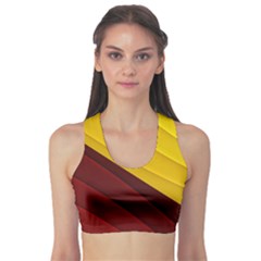 3d Glass Frame With Red Gold Fractal Background Sports Bra by Simbadda