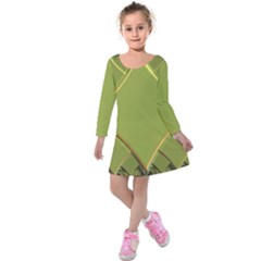 Fractal Green Diamonds Background Kids  Long Sleeve Velvet Dress by Simbadda