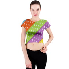 Colorful Easter Ribbon Background Crew Neck Crop Top by Simbadda
