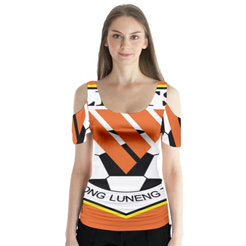 Shandong Luneng Taishan F C  Butterfly Sleeve Cutout Tee  by Valentinaart