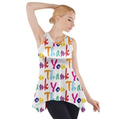 Wallpaper With The Words Thank You In Colorful Letters Side Drop Tank Tunic by Simbadda