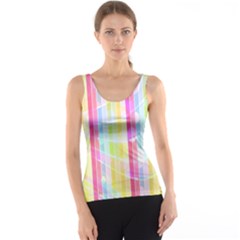 Colorful Abstract Stripes Circles And Waves Wallpaper Background Tank Top by Simbadda