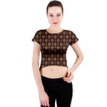 Dollar Sign Graphic Pattern Crew Neck Crop Top