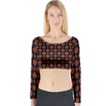 Dollar Sign Graphic Pattern Long Sleeve Crop Top