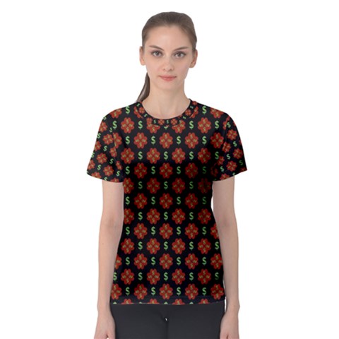 Dollar Sign Graphic Pattern Women s Sport Mesh Tee by dflcprintsclothing