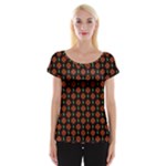 Dollar Sign Graphic Pattern Women s Cap Sleeve Top