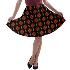 Dollar Sign Graphic Pattern A-line Skater Skirt by dflcprintsclothing