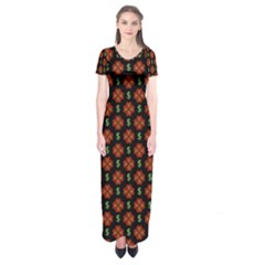 Dollar Sign Graphic Pattern Short Sleeve Maxi Dress by dflcprintsclothing