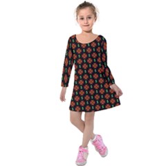 Dollar Sign Graphic Pattern Kids  Long Sleeve Velvet Dress by dflcprintsclothing