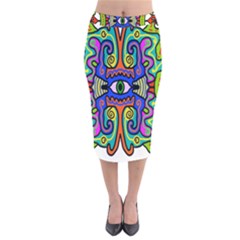 Abstract Shape Doodle Thing Velvet Midi Pencil Skirt by Simbadda