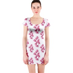 Santa Rita Flowers Pattern Short Sleeve Bodycon Dress by dflcprintsclothing