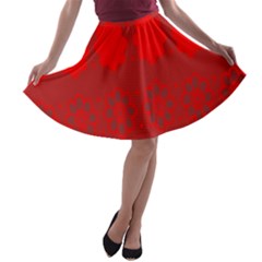 Red Flowers Velvet Flower Pattern A-line Skater Skirt by Simbadda