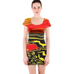 Abstract Clutter Short Sleeve Bodycon Dress by Simbadda