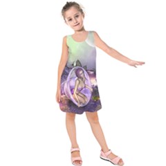 Wonderful Fairy In The Wonderland , Colorful Landscape Kids  Sleeveless Dress by FantasyWorld7