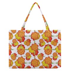 Colorful Stylized Floral Pattern Medium Zipper Tote Bag by dflcprints
