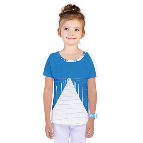 Bridge Sea Beack Blue White Kids  One Piece Tee by Mariart