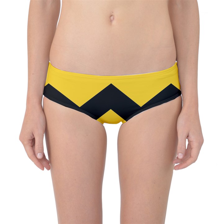 Chevron Wave Yellow Black Line Classic Bikini Bottoms