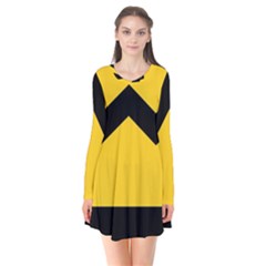 Chevron Wave Yellow Black Line Flare Dress by Mariart