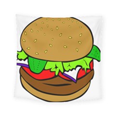 Fast Food Lunch Dinner Hamburger Cheese Vegetables Bread Square Tapestry (small) by Mariart