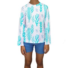 Forest Drop Blue Pink Polka Circle Kids  Long Sleeve Swimwear by Mariart