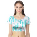 Forest Drop Blue Pink Polka Circle Short Sleeve Crop Top (Tight Fit) View1
