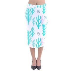 Forest Drop Blue Pink Polka Circle Velvet Midi Pencil Skirt by Mariart