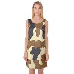 Initial Camouflage Camo Netting Brown Black Sleeveless Satin Nightdress by Mariart