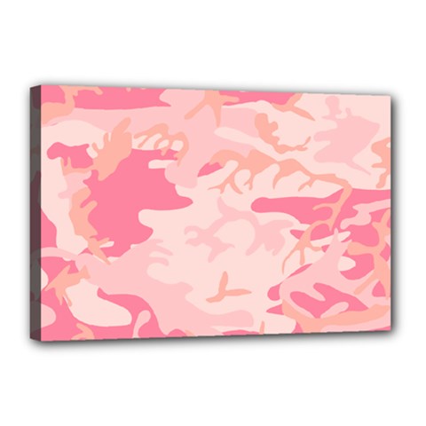 Initial Camouflage Camo Pink Canvas 18  X 12  by Mariart