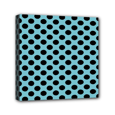 Polka Dot Blue Black Mini Canvas 6  X 6  by Mariart