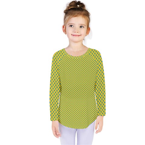 Polka Dot Green Yellow Kids  Long Sleeve Tee by Mariart