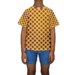 Polka Dot Purple Yellow Kids  Short Sleeve Swimwear