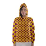 Polka Dot Purple Yellow Hooded Wind Breaker (Women)