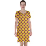 Polka Dot Purple Yellow Short Sleeve Nightdress