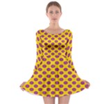 Polka Dot Purple Yellow Long Sleeve Skater Dress