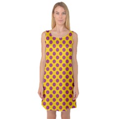 Polka Dot Purple Yellow Sleeveless Satin Nightdress by Mariart