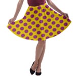 Polka Dot Purple Yellow A-line Skater Skirt