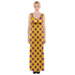 Polka Dot Purple Yellow Maxi Thigh Split Dress