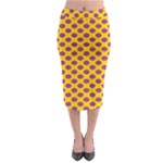 Polka Dot Purple Yellow Midi Pencil Skirt