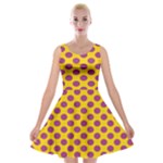 Polka Dot Purple Yellow Velvet Skater Dress