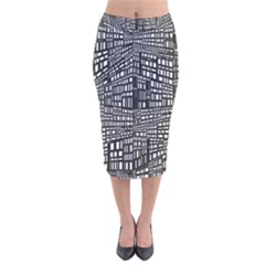 Plaid Black White Velvet Midi Pencil Skirt by Mariart