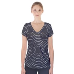 Round Stitch Scrapbook Circle Stitching Template Polka Dot Short Sleeve Front Detail Top by Mariart
