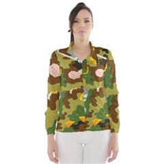 Urban Camo Green Brown Grey Pizza Strom Wind Breaker (women) by Mariart