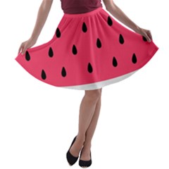 Watermelon Red Green White Black Fruit A-line Skater Skirt