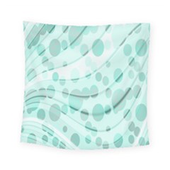 Abstract Background Teal Bubbles Abstract Background Of Waves Curves And Bubbles In Teal Green Square Tapestry (small) by Simbadda