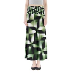 Green Black And White Abstract Background Of Squares Maxi Skirts by Simbadda