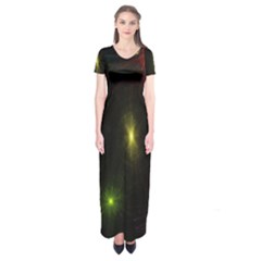 Star Lights Abstract Colourful Star Light Background Short Sleeve Maxi Dress by Simbadda