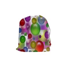 Colored Bubbles Squares Background Drawstring Pouches (medium)  by Nexatart
