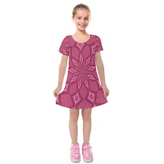 Fusia Abstract Background Element Diamonds Kids  Short Sleeve Velvet Dress