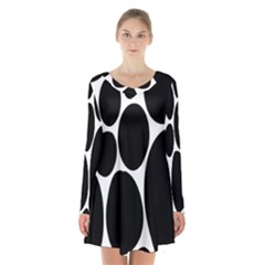 Dalmatian Black Spot Stone Long Sleeve Velvet V-neck Dress by Mariart